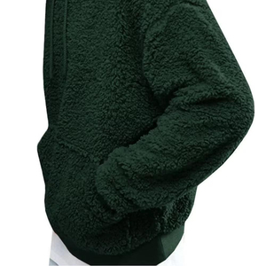 Sweat-shirt à capuche Sherpa surdimensionné pour homme, couleur unie, en polaire, pour l'hiver, décontracté, anti-boulochage, tricoté, 100% laine, imperméable - Product Image 5