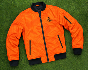 Blouson Bomber Homme Personnalisé Orange Uni Hiver Entièrement Zippé Léger en Polyester Style Universitaire Décontracté Streetwear OEM ODM Col Montant - Product Image 6