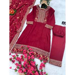 Hermoso Traje de Fiesta de Gasa 100% Algodón con Elegante Dupatta para Ocasiones Especiales - Product Image 5