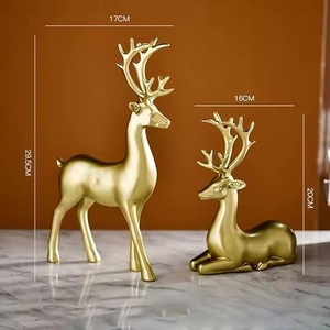 Christmas Reindeer Decoration <b>Gold</b> Reindeer Figurine Metal Reindeer <b>Statue</b> Christmas Deer Figurine Golden Deer Ornament Reindeer - Product Image 2