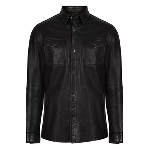 Chemise en cuir véritable pour homme de qualité supérieure, décontractée, à manches longues, satinée, pour la saison printanière - Product Image 4