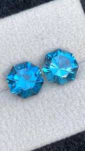 Pierre précieuse naturelle Topaze bleue, paire de pierres rondes modifiées, pierres brutes du Brésil pour la fabrication de bijoux fins, pierres assorties - Product Image 1