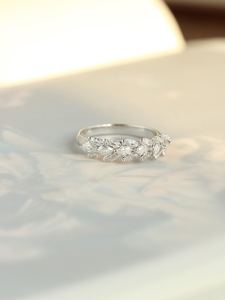 Feather Shapes Marquise Cut Moissanite Stacking Bridal Band <b>Ring</b> 925 Silver Fine <b>Proposal</b> Gift For Engagement Wedding Charm - Product Image 6