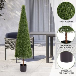 Set di 2 Cespugli Artificiali di Cedro Resistente ai Raggi UV, Alberi Conici Topiari Finti, Piante in Vaso Artificiali, Sempreverdi Effetto Ghiaccio, Altezza 180 cm - Product Image 6
