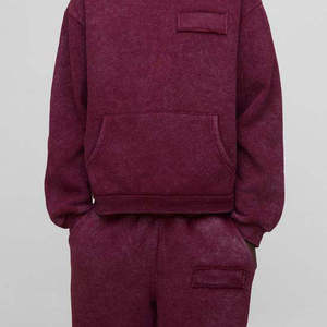 Baggy Tracksuits 100% Cotton Fleece Heavyweight Acid Wash Pullover Hoodie Tracksuit Set Custom Plus Size <b>Men</b> <b>Sweat</b> <b>Suit</b> - Product Image 4
