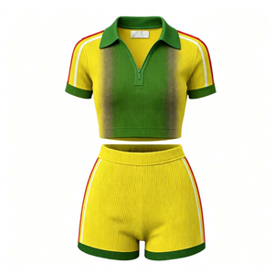 2026 Spring Casual Streetwear Women's Print Cotton Two-Piece <b>Set</b> Short-Sleeve Short Top Knee Shorts Breathable Non-Pilling - Product Image 4