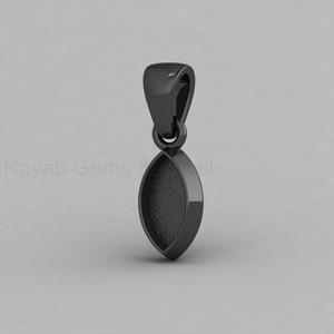 Handmade Solid 925 Silver 14K Gold 7x14mm Marquise Shape Blank Bezel Cup Charm Pendant Cabochon Setting <b>for</b> DIY Keepsake Jewelry - Product Image 6