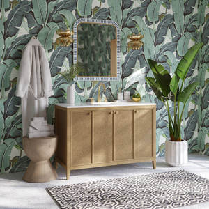 Meuble de salle de bain DreamCraft 48 pouces en rotin et chêne de qualité supérieure, Vietnam - Product Image 2