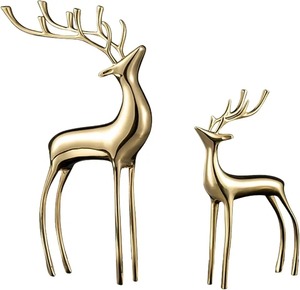 Estatua de Antílope de Latón Dorado, Figura de Animal con Cuernos, Decoración de Mesa para el Hogar, Escultura Duradera para Sala de Estar, Dormitorio - Product Image 2
