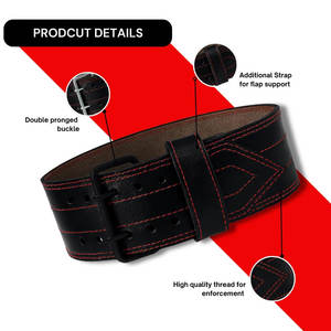 Cinturón de Levantamiento de Pesas de Cuero Genuino con Hebilla de Doble Punta, Protección Lumbar para Entrenamiento de Peso Muerto, Fitness y Seguridad en el Gimnasio - Product Image 2