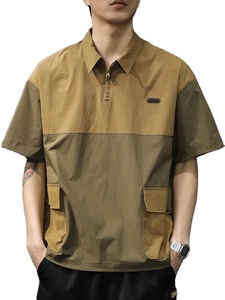 2025 New Patchwork <b>Half</b> Zip Plus Size Men's Polo <b>Shirts</b> Lapel Pocket Cargo Golf Wear High Street Fashion Polos Hombre Tops - Product Image 4