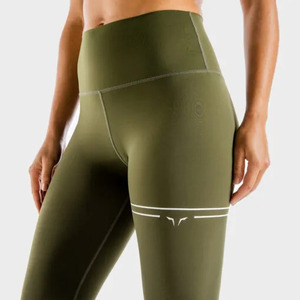 Wholesale Women's Spandex/Polyester High Waist Drawstring Solid Eco-Friendly Tummy <b>Control</b> Stretchable Workout Yoga <b>Leggings</b> - Product Image 3
