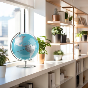 Globo terráqueo metálico contemporáneo, pieza decorativa para la decoración de la mesa del hogar u oficina, a precios bajos. - Product Image 3