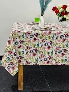 Vintage Mughal Print Handmade Cotton Block <b>Tablecloth</b> Rustic Boho 6-Seater French Dining Room Decor Home Use Party Suitable - Product Image 3