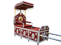 Palki Palanquin Doli Rouge Royal pour Mariage, avec Cadre en Aluminium, Siège Rembourré et Auvent Décoratif