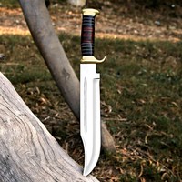 Couteau de survie et de chasse professionnel UA Supplies Dunde EDC, lame en acier au carbone DIY OEM, manche en cuir, lame fixe, pointe tombante 18