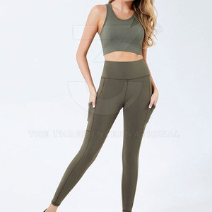 Women Yoga Set Breathable Elastic Waist High Stretch Fitness <b>Workout</b> Activewear <b>Leggings</b> and Sports Bra for Gym Yoga and Running - Product Image 4