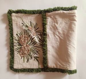 Embroidered Pinecone <b>Cushion</b> <b>Cover</b> Rectangle Cute Cartoon Eco-Friendly Handmade Customizable Cotton Blend Home Decor Green - Product Image 1