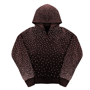 Sudadera con Capucha para Hombre, Estilo Casual y Urbano, Corte Regular, Lavado Ácido, Efecto Desgastado por el Sol, Tejido Grueso, con Pedrería, Suministro OEM al por Mayor - Product Image 1