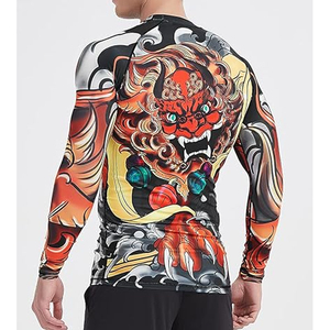 Wholesale Men <b>Compression</b> <b>Shirt</b> Long Sleeve Rash Guard Graphic Print UV Protection OEM Factory Price - Product Image 5