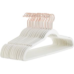 Appendiabiti Sottili in Velluto e Tessuto Avorio/Oro Rosa Antiscivolo per Abiti e Completi - Confezione da 30 - Product Image 1