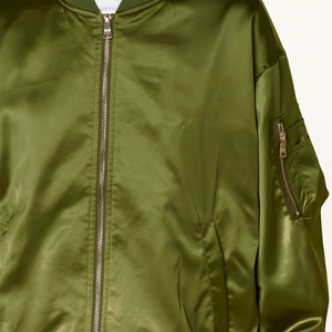 Chaqueta bomber de satén de alta calidad para damas, de manga larga, con cremallera, ligera, a prueba de viento, para invierno. - Product Image 5