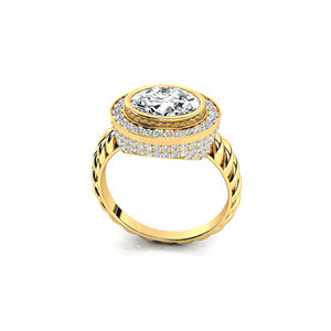 Bague solitaire en or massif 14K 18K avec diamant de laboratoire ovale de 2 carats, bijoux fins faits à la main, certifiés IGI, luxe unisexe - Product Image 4