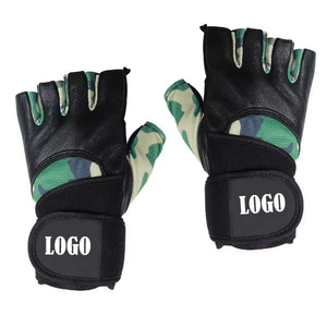Guantes de Cuero de Medio Dedo con Palma de Camuflaje, Unisex, para Gimnasio, Entrenamiento, Verano, con Cierre de Velcro - Product Image 1
