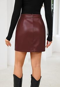 Minifalda de Piel Sintética para Mujer, Moderna, de Cintura Alta, Ajustada, con Marca Personalizada, Fabricante de Ropa OEM ODM - Product Image 2