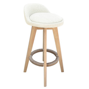 Taburete de Bar Moderno con Altura de Mostrador, Estructura de Madera de Teca Sólida con Tapicería de Tela para Cocina y Bar en Interiores - Product Image 5