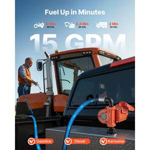 Kit de pompe de transfert de carburant en fonte 12V CC 15 GPM Diesel Essence Buse manuelle Protection contre la surchauffe Câble d'alimentation anti-explosion pour - Product Image 2