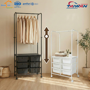 MIT Adjustable Garment Rack with 6-Drawer <b>Storage</b> Trolley Rolling Clothes Organizer <b>Cart</b> for Home Use - Product Image 2
