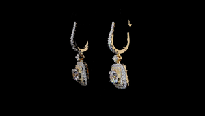 Double Halo Cushion Shape ICED Out Lab Grown Diamond Dangler Earrings Bridal Wedding Minimalist 14K Gold Rhodium Plated - Product Image 3