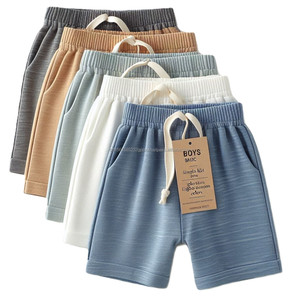 Shorts décontractés pour garçons sur mesure pantalons tricotés en coton taille élastique respirant short pour garçons solide imprimé rayé enfants - Product Image 2