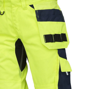 Men's High Visibility Capri Work Pants Reflective Stripes Multiple Pockets Elastic Waist Quick Dry Summer Wear - Product Image 5