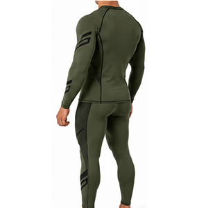 Ensemble de vêtements de sport pour homme, vêtements de compression personnalisés, tissu extensible, évacuation de l'humidité, haut à manches longues et pantalon pour la course à pied, la salle de sport, l'entraînement - Product Image 4