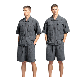 Conjunto de Camiseta y Pantalones Cortos Deportivos para Hombre, 100% Nailon, Cortavientos, Camisa con Botones, Pantalones Cortos Impermeables y Ligeros, Dos Piezas - Product Image 1