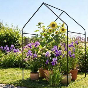 "60" X 60" Portable Mini Greenhouse with 36" PE Bottom Mat & Clear PVC Tent Wind-Resistant Metal <b>Frame</b> for Plants" - Product Image 2