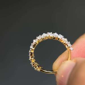 Anillo de Eternidad Clásico de Oro Sólido de 9K con Diamantes de Corte Marquesa Chapado en Oro, Anillo de Boda de Formas Mixtas para Mujer, Joyería de Aniversario - Product Image 5