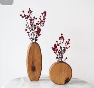 Juego de jarrones cilíndricos altos de madera, hechos a mano, minimalistas, para flores, decoración de mesa, hogar y estantería. - Product Image 3