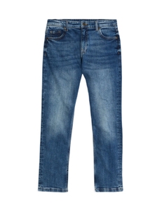 Jean en denim délavé coupe slim et droite pour homme, taille mi-haute, en coton respirant, décontracté, toutes saisons - Product Image 4