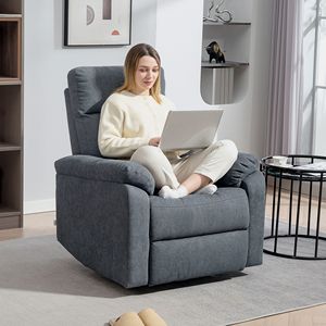 Poltrona Reclinabile Singola Girevole con Molle Insacchettate, Poggiapiedi, Funzionamento Manuale, Riscaldamento, Grigio, Montaggio Rapido - Product Image 2