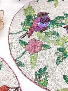 Premium Beaded Embroidered <b>Placemats</b> Handmade <b>Dining</b> <b>Table</b> Accessories for Luxury Home Restaurant Hotel and Event Decoration - Product Image 2