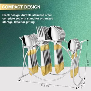 Ensemble de couverts contemporains écologiques et durables en acier inoxydable - Qualité supérieure, résistant au lave-vaisselle, durable pour la maison - Product Image 5