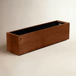Jardinière rectangulaire moderne en acier Corten pour extérieur, pot de fleurs de jardin au design minimaliste, non revêtu - Product Image 3