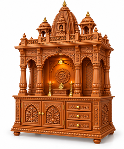 Grand Mandir de prière en teck sculpté à la main pour la maison – Mandir de luxe en teck sculpté à la main pour maisons de luxe aux États-Unis - Product Image 4
