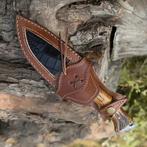 Custom Handmade OEM/ODM DIY Utility & Hunting Knife Damascus Steel Horn Handle Straight Edge <b>Clip</b> Point 3mm 9in - Product Image 6