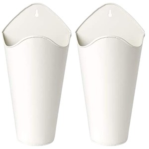 Wholesale Modern White Galvanized Metal Wall Planter Set of 2 Powder Coated Hanging <b>Flower</b> Vases Indoor Outdoor Garden <b>Display</b> - Product Image 1