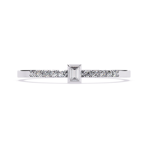 Bague de fiançailles en platine avec diamant taille émeraude et diamants naturels sur les côtés, certifiée GIA, bijoux classiques pour femmes - Product Image 1