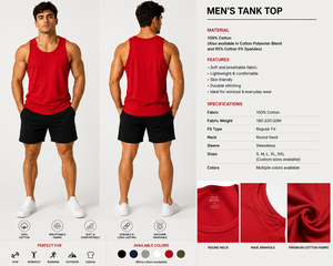 Men's Gym Tank Top 100% Cotton Sleeveless Workout <b>Vest</b> for Fitness Training Athletic Tank Tops Premium Cotton Muscle Gym Shirt - Product Image 6